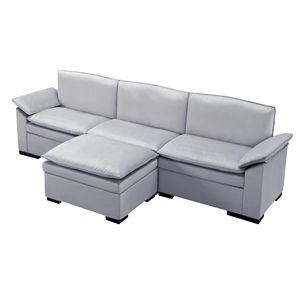 Divano Componibile Grigio Chiaro 117.7 con Pouf per il Tuo Soggiorno - Product Image 2