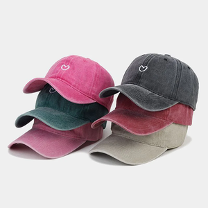 Gorra de Béisbol de Algodón Lavado para Hombre y Mujer, Gorra de Béisbol con Parte Superior Suave, Bordado de Amor, Estilo Retro Simple, Gorras de Exterior con Cierre a Presión - Product Image 1
