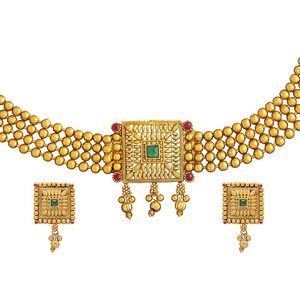 Parure de bijoux plaqué or avec collier long et boucles d'oreilles en alliage, ornée de perles, design temple indien du Sud, pour femme, idéale pour mariage et soirée, bijoux de mode ethniques - Product Image 3