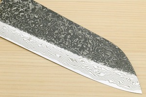 Couteau Santoku artisanal sur mesure avec lame en acier Damas, manche en bois, étui en cuir, écologique, 7 pouces, ambidextre - Product Image 4