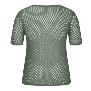 Unisex <b>Mesh</b> Short Sleeve Crew Neck <b>Top</b> Breathable Hollow Out Dot Pattern Summer Leisure Shirt Adults Regular Fit Polyester Tee - Product Image 4