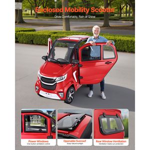 Scooter Eléctrico para Discapacitados de 4 Ruedas, Cerrado, 3 Plazas, Capacidad de 660 Libras, 2000 W, para Personas Mayores y Adultos - Product Image 2