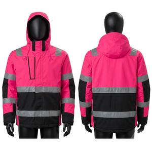 เสื้อแจ็คเก็ตทำงานแบบสะท้อนแสงสีเหลืองดำ 300 GSM Oxford Polyester Hi Vis พร้อมปักลายตามสั่ง - Product Image 6