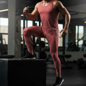 Latest Whole Sale New Training <b>Red</b> <b>White</b> <b>Striped</b> Gym Running Compression Leggings Fitness <b>Tights</b> Quick Dry Workout Pants Men's - Product Image 3