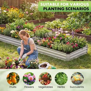 Bac à légumes surélevé en métal commercial 12x4x1 pieds pour l'extérieur, pour légumes et fleurs, couleur argent - Product Image 3