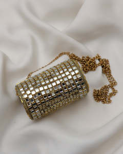 Elegant Kundan Mosaic <b>Crystal</b> Bead Clutch Bag Handmade <b>Mirror</b> Stone Bridal Evening Wedding Designer Purse - Product Image 5