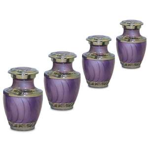 Urne funéraire en aluminium de qualité supérieure, design tendance 2025, pour cendres humaines, urnes commémoratives, couleur argent et violet - Product Image 3