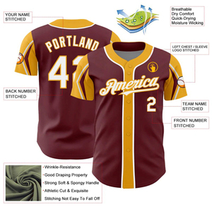 Maillot de baseball vintage personnalisé, sublimé, boutonné, uniforme d'équipe, t-shirt de sport athlétique anti-humidité - Product Image 3