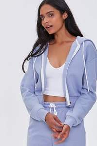 Sudadera con capucha corta para mujer, estilo casual, ligera, con cremallera frontal completa. - Product Image 6