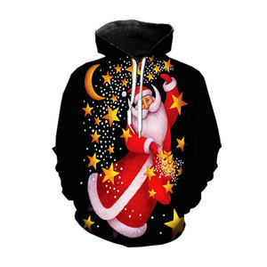 Pull à capuche de Noël design personnalisé pour hommes, sweat à capuche imprimé numérique du père noël avec logo coloré pour homme, vente en gros en usine - Product Image 6