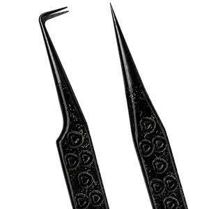 Black Heart Design Eyelash Tweezers Precision Stainless Steel Tip Smooth Surface for Lash Application - Product Image 2