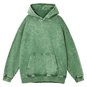 Sudadera con Capucha Negra Oversize para Hombre, de Algodón, Color Liso, Estilo Casual, Tejido French Terry Lavado, con Bolsillos, para Otoño - Product Image 3