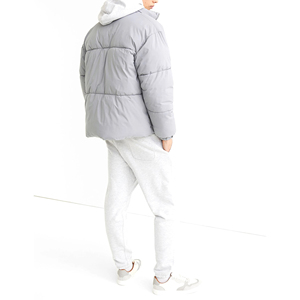 Custom Winter Puffer <b>Jacket</b> Manufacturer OEM Warm Quilted Outwear Stand Collar Full Zip Casual <b>Grey</b> Puffer Coat For Men Women - Product Image 2