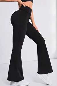 Whiteaura International Custom Mid Waist Loose Fit Fleece <b>Flare</b> Yoga Pants Breathable Stretchy Workout <b>Leggings</b> Patchwork - Product Image 2