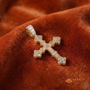 จี้ห้อยคอรูปกางเขนประดับเพชรโมอิสซาไนต์ ทอง 14K สไตล์ฮิปฮอปสำหรับผู้ชาย สร้อยคอคริสเตียนสุดหรู สไตล์อเมริกัน - Product Image 2