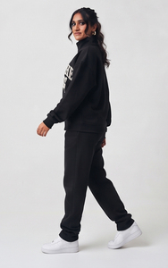Conjunto de chándal de invierno para mujer con cremallera completa, chaqueta de forro polar con cuello alto y pantalones de chándal de algodón de 500 GSM, estilo oversize - Product Image 3