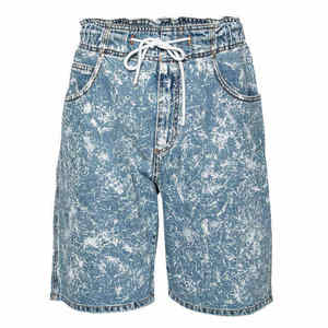 Shorts de Mezclilla Tie Dye de Cintura Alta para Hombre, Estilo Boyfriend, Casual, Verano, Lavado a la Piedra, Tela de Algodón, Diseño con Bolsillos - Product Image 1