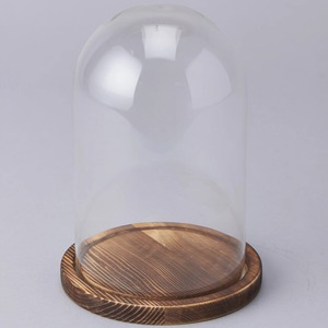 Dôme de présentation en verre rond avec base en bois, design minimaliste pour le stockage des aliments, utilisation en cuisine - Product Image 5
