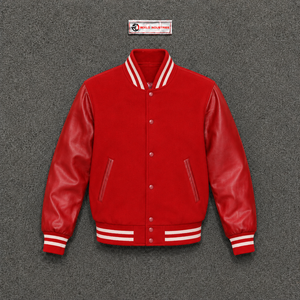 Veste rouge tendance pour homme, vêtement d'extérieur streetwear, veste varsity à boutons pression, veste varsity en laine smart casual, veste varsity TIMEL - Product Image 5