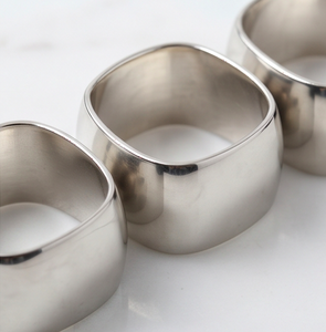 Anillos para servilletas con borde curvo de acero inoxidable, soporte elegante para decoración de mesa de boda, artículos de cocina - Product Image 3