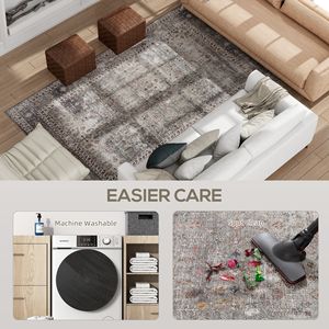 Tappeto Lavabile in Lavatrice 5x7, Antiscivolo, Tradizionale, Pieghevole, Marrone Scuro Misto, per Soggiorno - Product Image 6