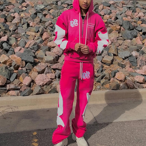 Conjunto Deportivo Urbano con Pedrería, Sudadera Holgada y Pantalones Deportivos Acampanados, Ropa Urbana - Product Image 2