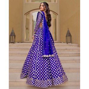 Lehenga Choli pour vêtements de mariage La plus tendance beau miroir en feuille de travail - Product Image 2