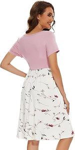 Robe de maternité longue décontractée pour femme, respirante, imprimée sur mesure, avec jupe et chemise intégrées - Product Image 5