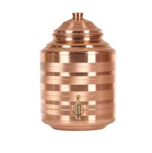 Pot de stockage d'eau en cuivre, distributeur métallique, réservoir d'eau froide pour la distribution d'eau potable avec support, en promotion au meilleur prix - Product Image 1