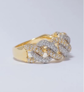 Cuban Link Brilliant Cut Diamond Bezel Set Iced Sterling <b>Silver</b> Gold <b>Silver</b> Two Tone Hip Hop <b>Statement</b> <b>Ring</b> Unisex Luxury - Product Image 6