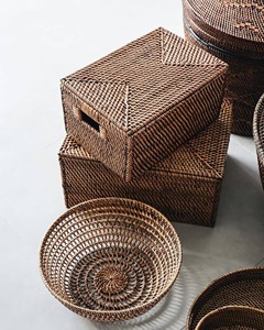 Caja de Almacenamiento de Mimbre Hecha a Mano con Tapa, Cesta de Ratán Natural, Perfecta para Estantes, Armarios y Mesas, Venta al por Mayor desde India - Product Image 5