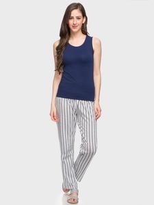 Débardeur en tricot pour femme, couleur unie, col rond, vêtement décontracté, longueur normale, bleu marine - Product Image 5