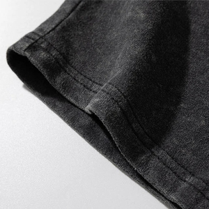 OEM 2026 Custom Unisex Woolen Acid Wash Shorts 100% Cotton Casual Style <b>Elastic</b> Waist <b>Strings</b> Anti-Wrinkle Eco-Friendly Front - Product Image 3
