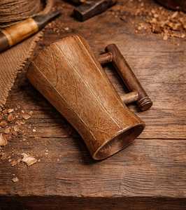 Chope à bière en bois personnalisée et durable |   Chope rustique artisanale de style américain, taille personnalisée, cadeau pour les demoiselles d'honneur - Product Image 3