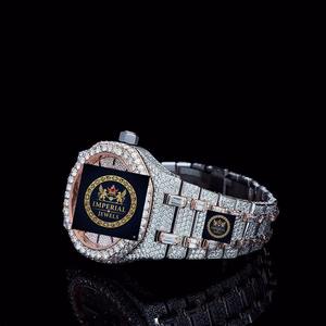 Reloj Mecánico de Lujo Hip Hop en Oro Rosa, Completamente Adornado con Moissanita, Automático, Caja de Acero Inoxidable de 42 mm, Esfera de Cristal, Puntero, GPS, Automático - Product Image 2