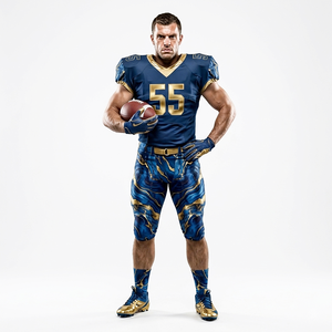 Vêtements de sport de qualité supérieure, uniforme de football américain de couleur bleu royal avec une touche dorée, vêtements de sport très demandés, sur mesure - Product Image 2