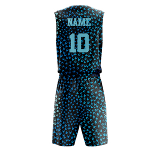 Maillot de basket personnalisé grande taille avec design imprimé par transfert thermique, uniforme de basket 100% polyester, short en mesh, taille élastique - Product Image 2