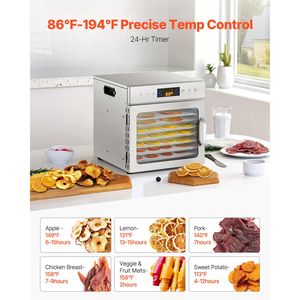 Essiccatore Alimentare Elettrico a 8 Vassoi in Acciaio Inossidabile 400W con Controllo Digitale, Temperatura Regolabile e Timer 24 Ore - Product Image 5