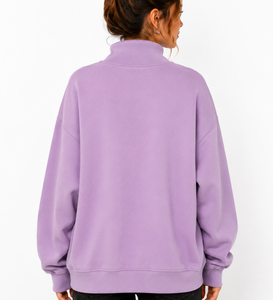 Wholesale Custom Heavyweight Unisex Mock Neck Sweatshirt Custom Embroidery Logo 100%Cotton Fleeced Oversized Winter Wear - Product Image 2