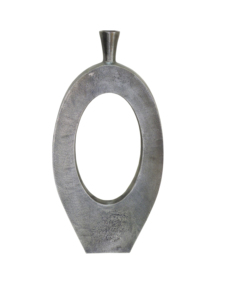 Macetero Moderno de Metal Oscuro Chapado en Oro, Florero Escultural Ovalado con Recortes, Decoración Artística Minimalista para Mesa, Ecológico - Product Image 3