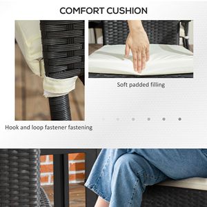 Cream White <b>Stackable</b> Rattan <b>Outdoor</b> Dining <b>Chair</b> with Comfortable Cushions for Patio Use - Product Image 5