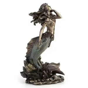 China supplier customized polishing bronze mermaid statue cast bronze mermaid statue sculpture for sale