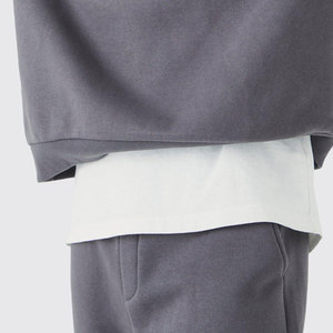 Sudadera con Capucha Gris para Hombre, Larga, Casual, de Color Sólido, 100% Algodón, Corte Holgado, con Bolsillos Laterales, para Otoño 2026 - Product Image 5