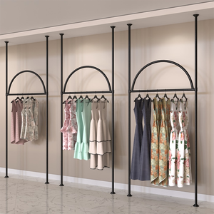 Exhibidor de Ropa de <span class=keywords><strong>Metal</strong></span> Dorado Personalizado para Tiendas, Exhibidor de Ropa de Acero Inoxidable para Pared - Product Image 5