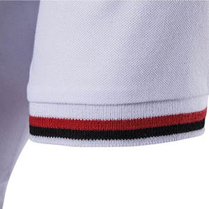 Polo de Manga Corta Blanco para Hombre con Bolsillo y Cuello a Rayas, Diseño Casual de Algodón Transpirable - Product Image 3
