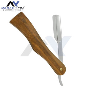 High Quality Barber Razor Stainless Steel Straight Razor <b>Single</b> Blade Face Shaving Razor <b>Swing</b> Lock Custom Color Wooden Handle - Product Image 2