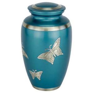 Urne funéraire classique gravée en forme de papillon bleue pour cendres d'adultes, souvenir commémoratif élégant, accessoires funéraires. - Product Image 1