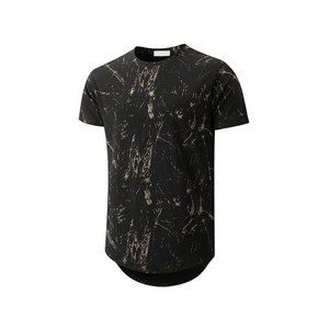 Men's <b>Black</b> White Abstract Print Short Sleeve O-Neck <b>T</b>-<b>Shirt</b> Regular Fit Casual Knitted <b>Long</b> Length Digital Print - Product Image 4