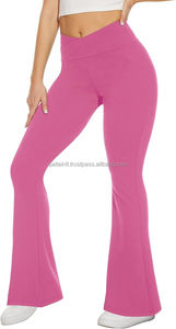 Manufacturer Customized Women's Seamless Knitted Mid Waist High Street Style Two-Piece Yoga Jacket and Flare <b>Leggings</b> - Product Image 4