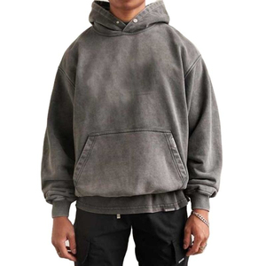 เสื้อฮู้ดโอเวอร์ไซส์ผู้ชาย สีพื้น ผ้าฝ้ายเฟรนช์เทอร์รี่ ระบายอากาศได้ดี สไตล์มินิมอล สตรีทแวร์ สำหรับใส่ในฤดูใบไม้ร่วง - Product Image 6